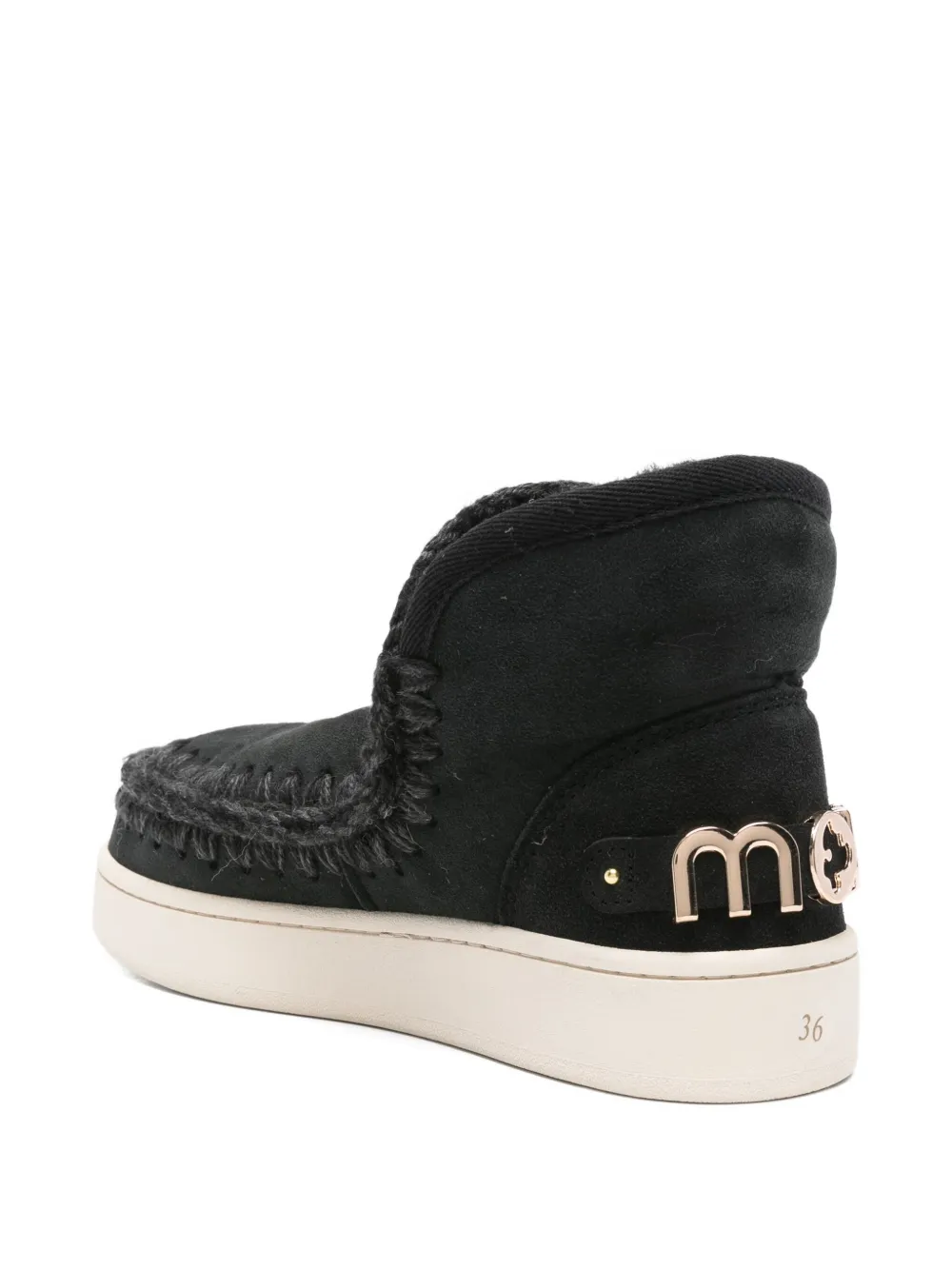 Mou braided-trim suede boots Black
