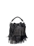 Saint Laurent Pre-Owned 2015 Small Studded Calfskin Emmanuelle Fringe bucket bag - Black