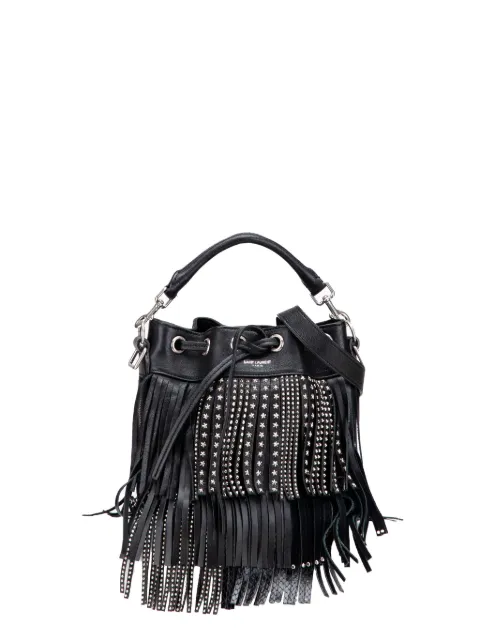 Saint Laurent Pre-Owned 2015 Small Studded Calfskin Emmanuelle Fringe bucket bag