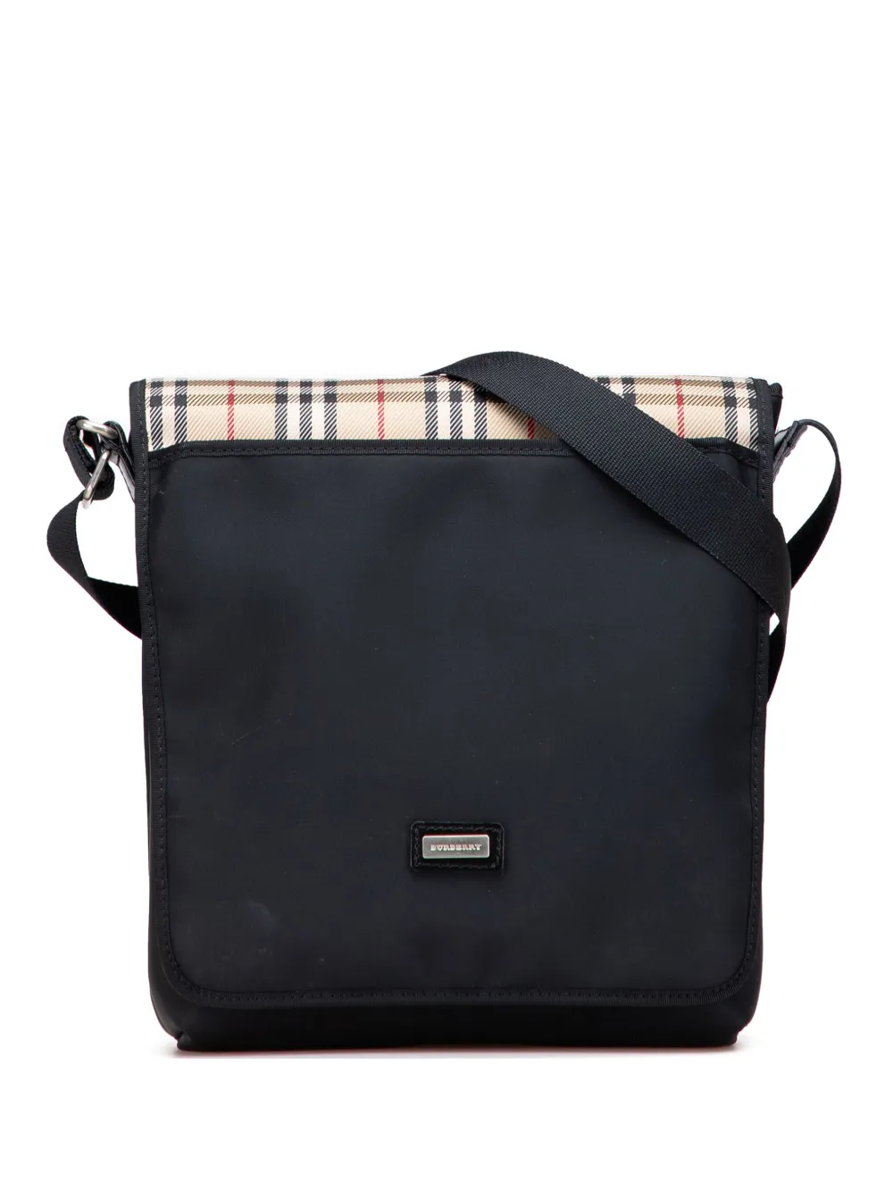 Pre-owned Burberry 2000-2017 House Check Trimmed Nylon Crossbody Bag In Brown
