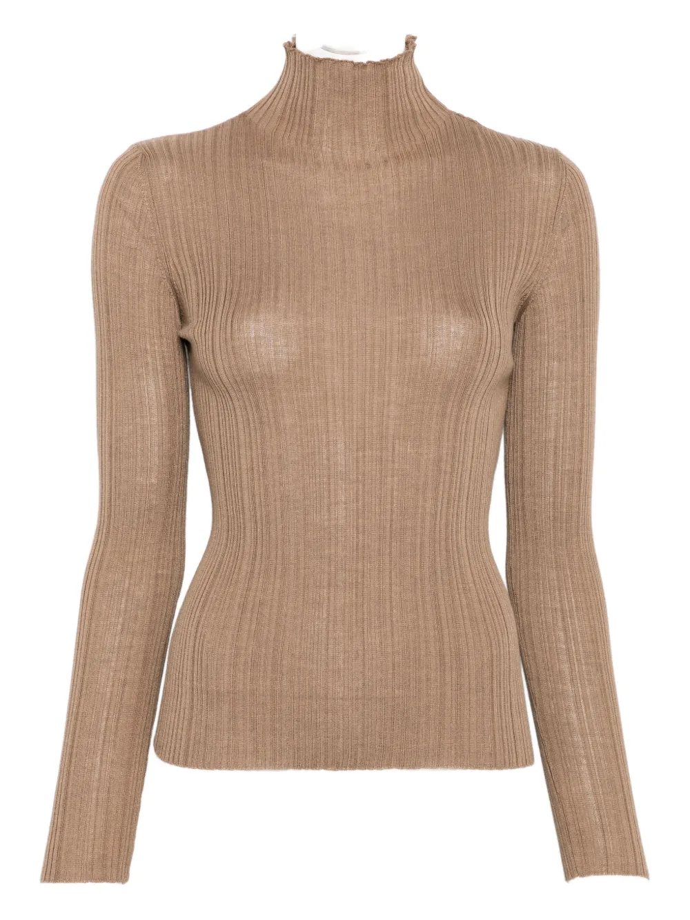 Agnona ribbed high-neck sweater - Marrone