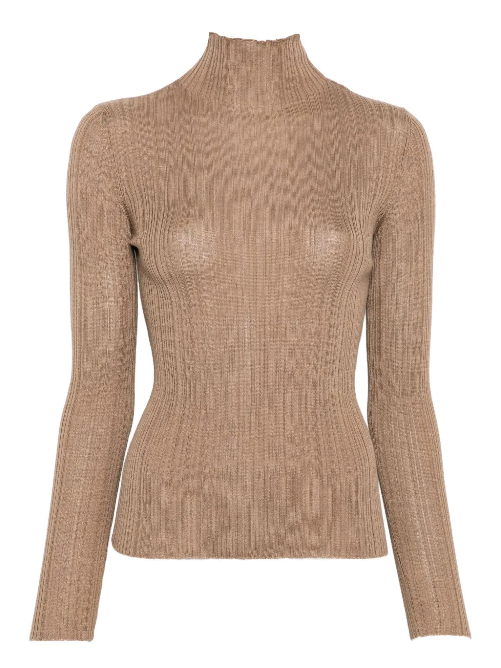 Agnona ribbed high-neck sweater | Brown | Image 1