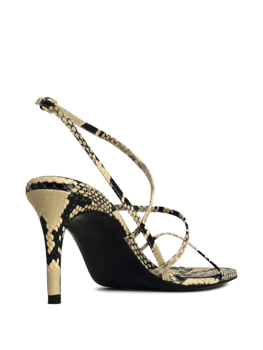 KHAITE 80 mm leren sandalen met slangen-reliëf Beige