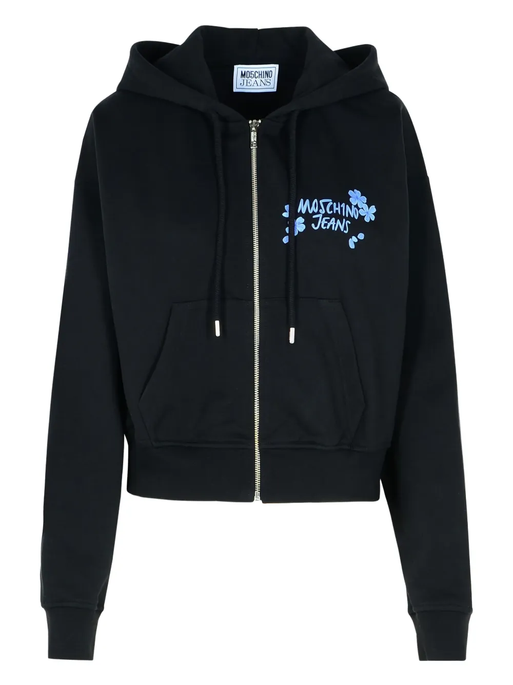 MOSCHINO JEANS Hoodie met trekkoord en logo Zwart