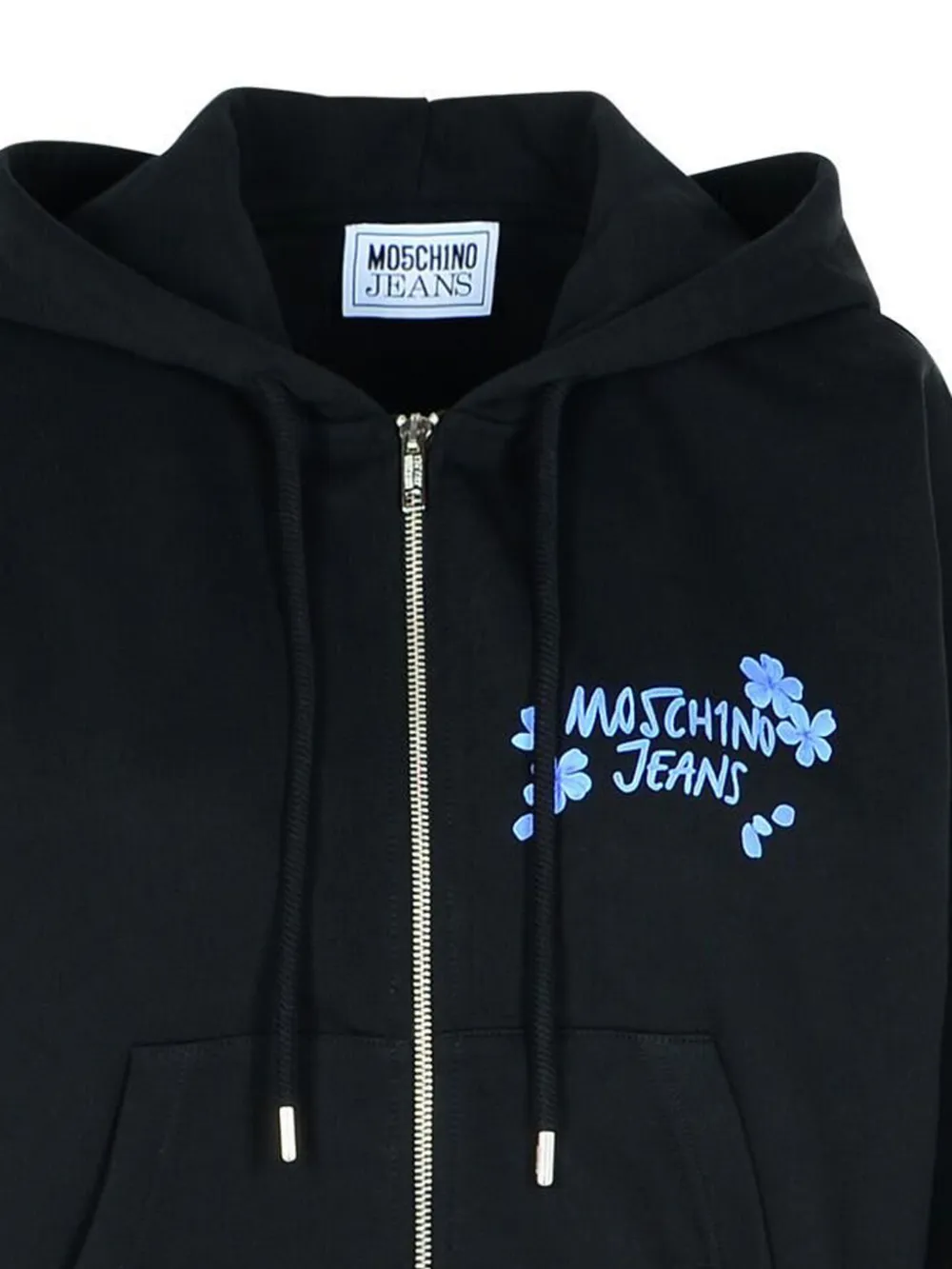 MOSCHINO JEANS Hoodie met trekkoord en logo Zwart