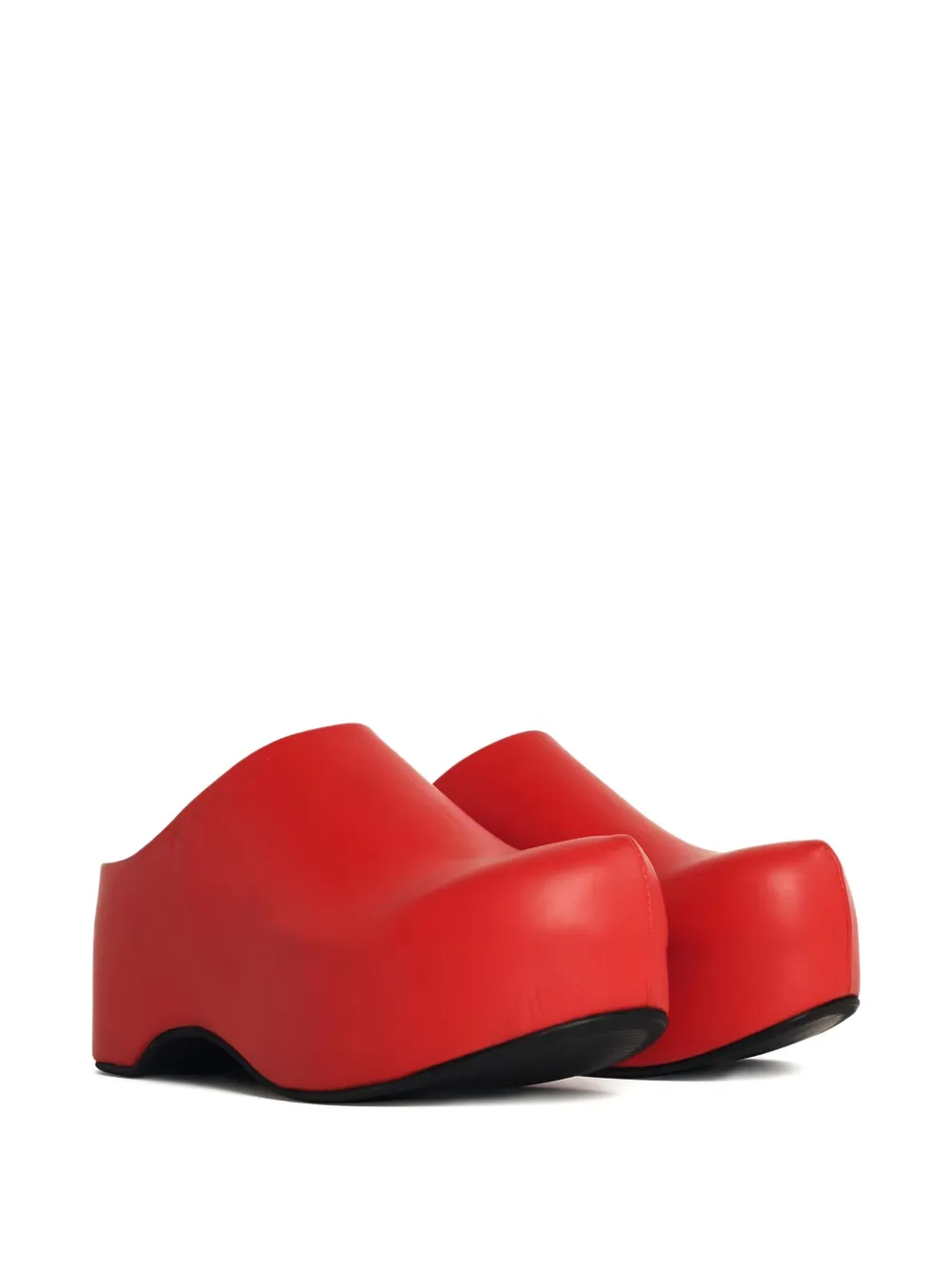 Marni platform debossed-logo slippers - Rood