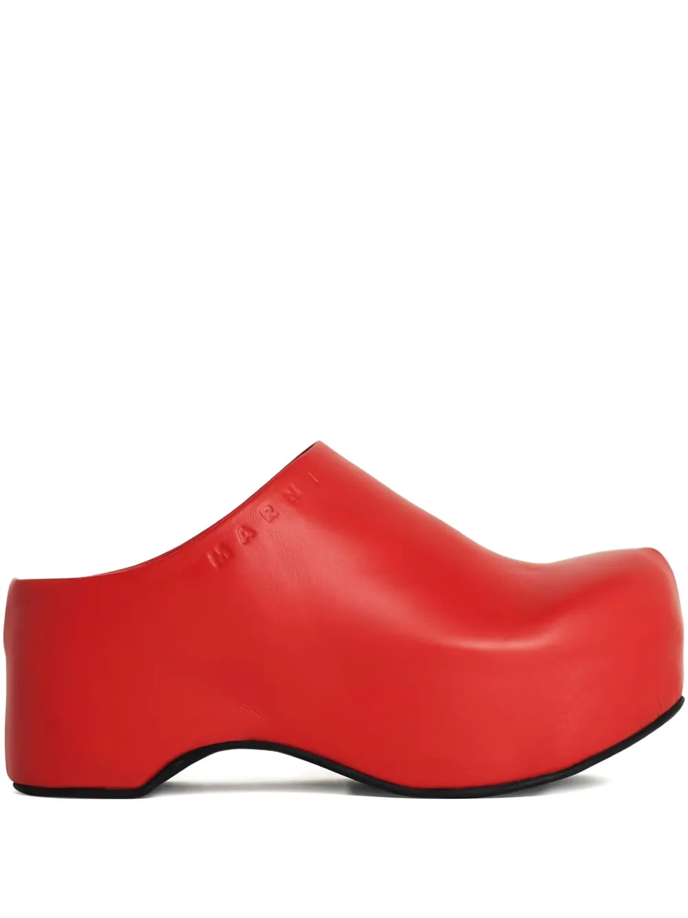 Marni platform debossed-logo slippers Red