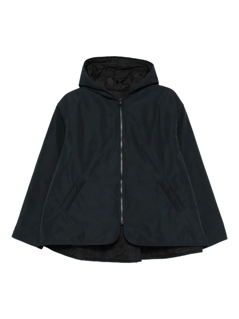 cape concept hooded zip-front jacket | Blue | Image 1