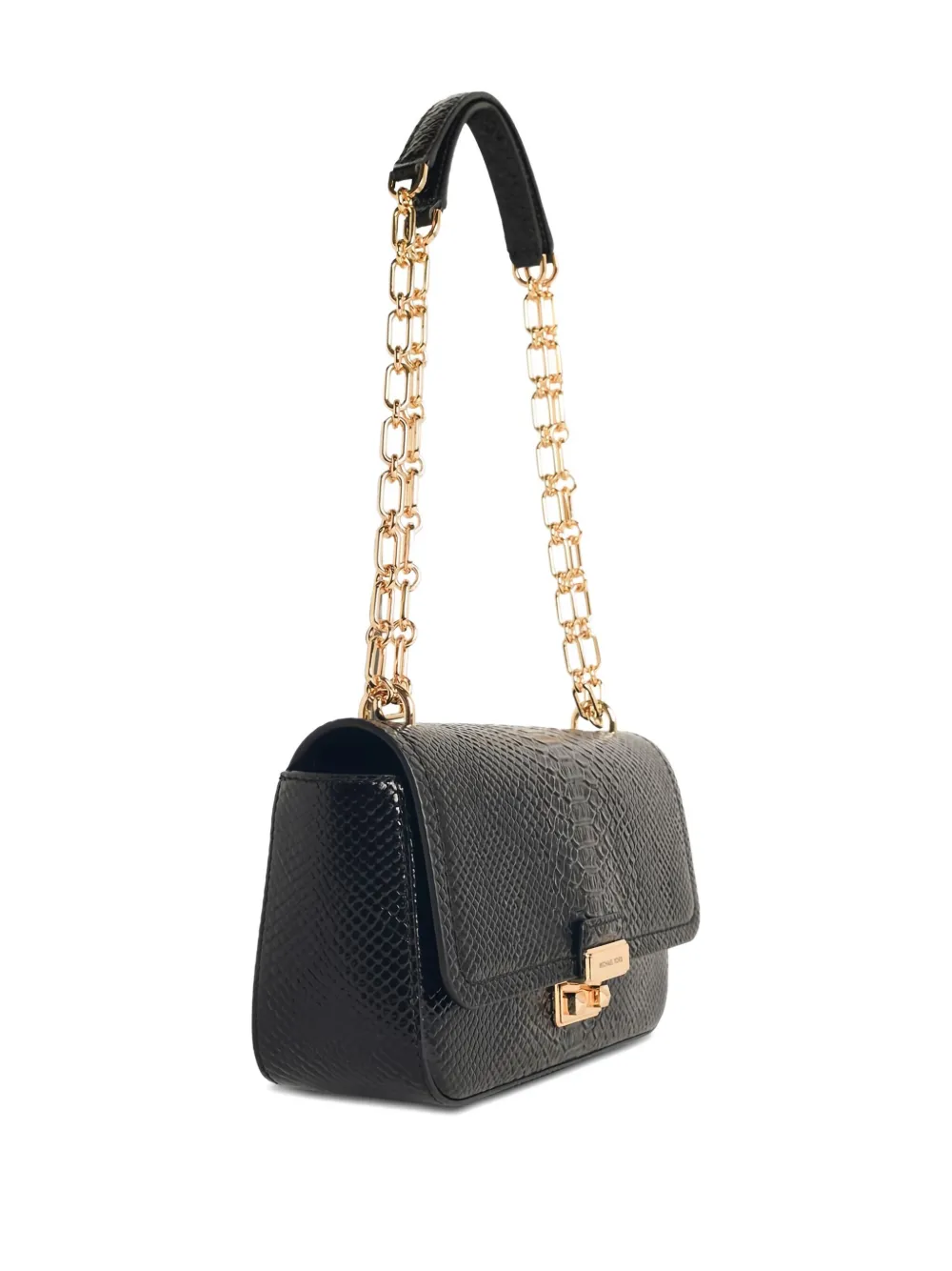 Michael Kors Schoudertas met slangenprint en ketting - Zwart