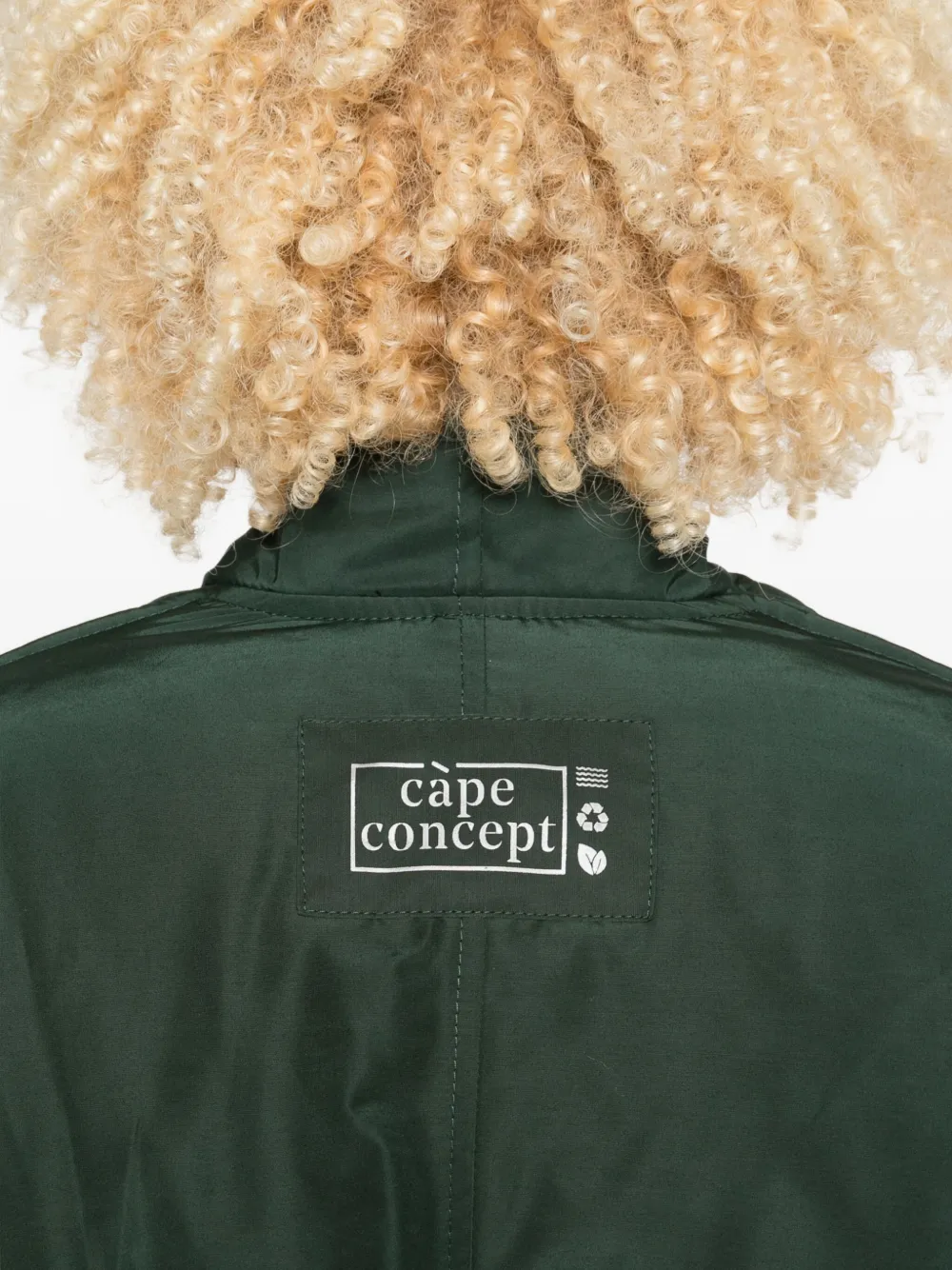 Cape Concept Zip-front Seam-detail Coat In Green