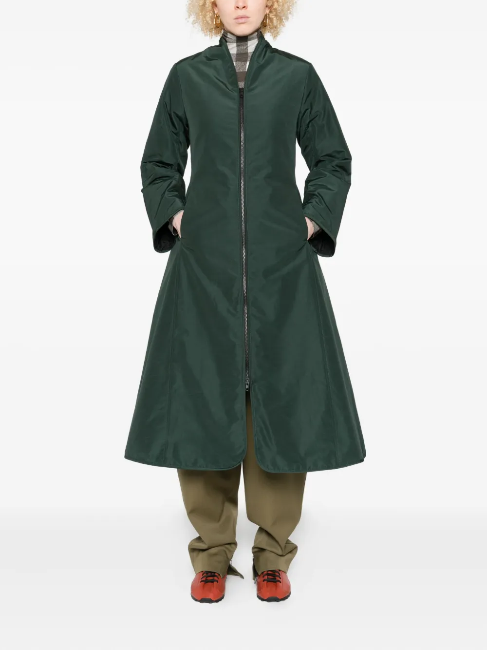 cape concept zip-front seam-detail coat | Oversized Coats | Image 2