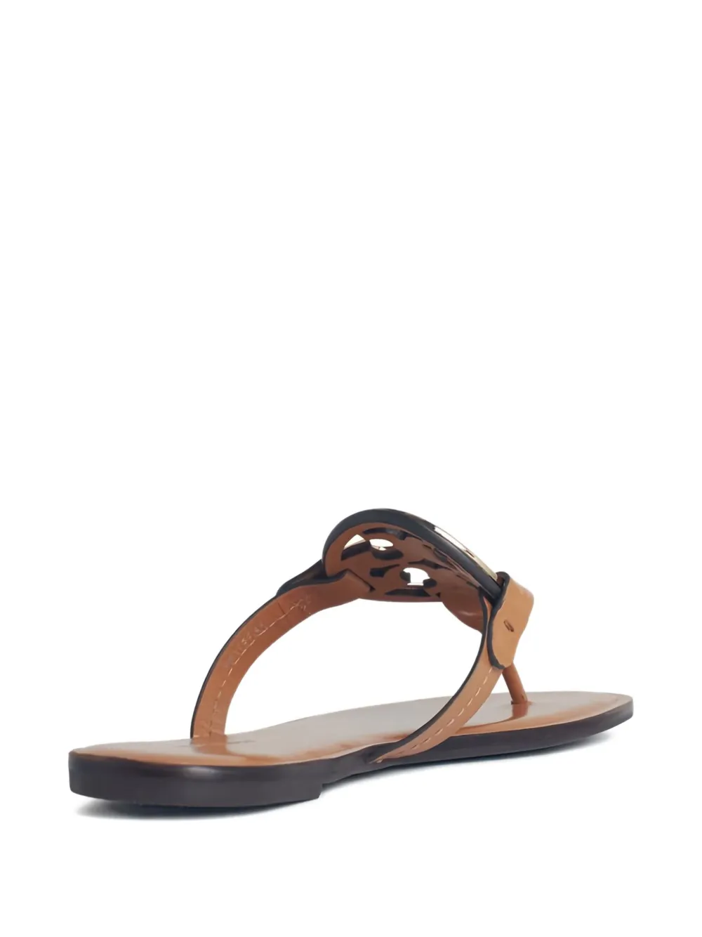 Tory Burch Miller leather logo-plaque sandals Brown