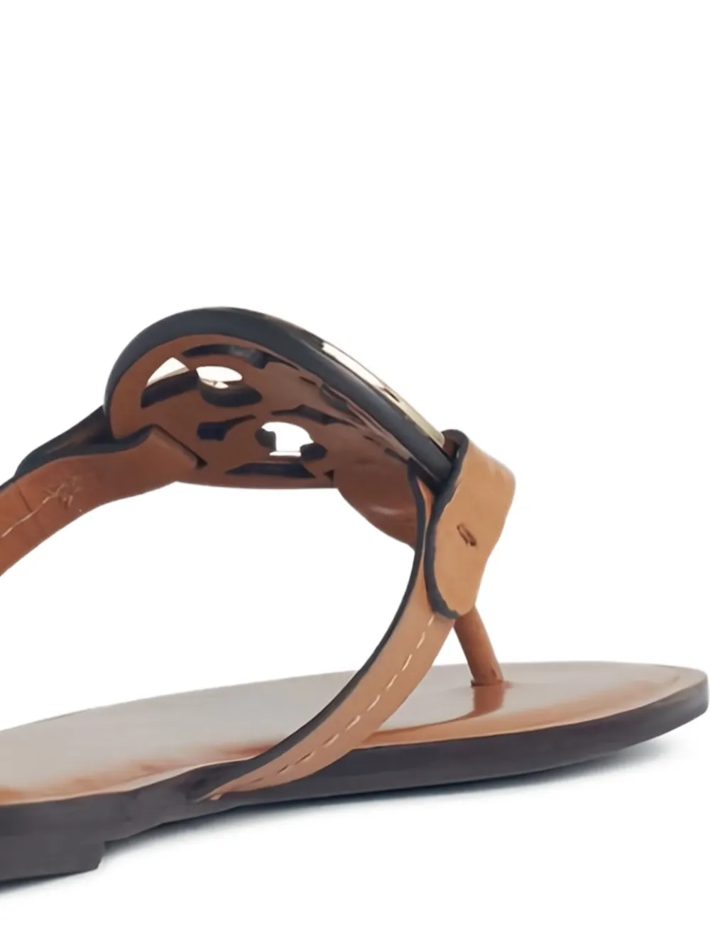 Tory Burch Miller leather logo-plaque sandals Brown