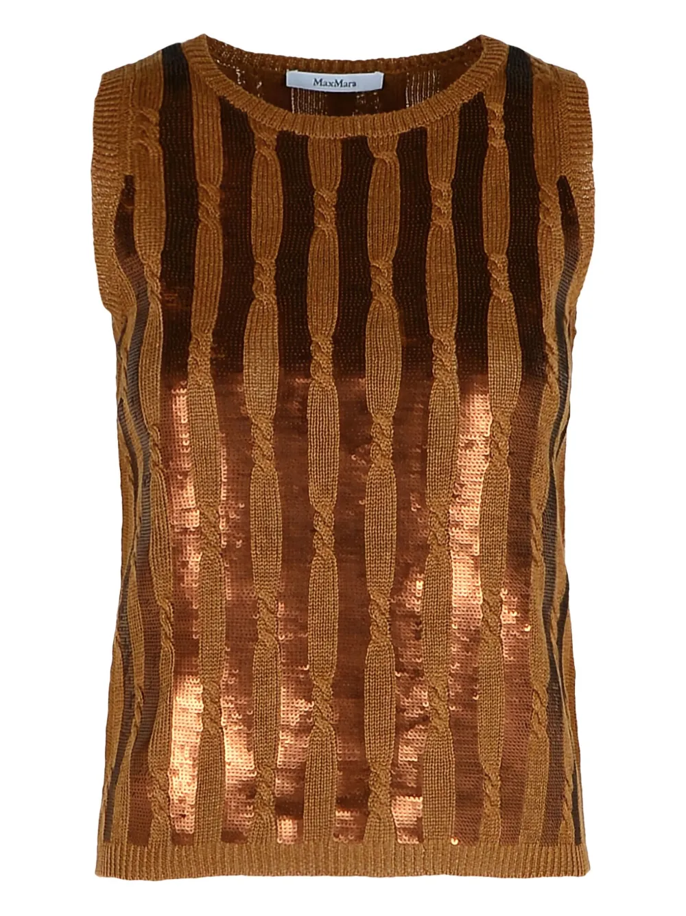 Max Mara sequin-embellishment cable-knit top | Brown | Image 1