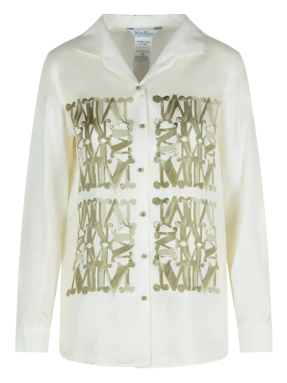 Max Mara Zijden blouse met monogramprint Wit