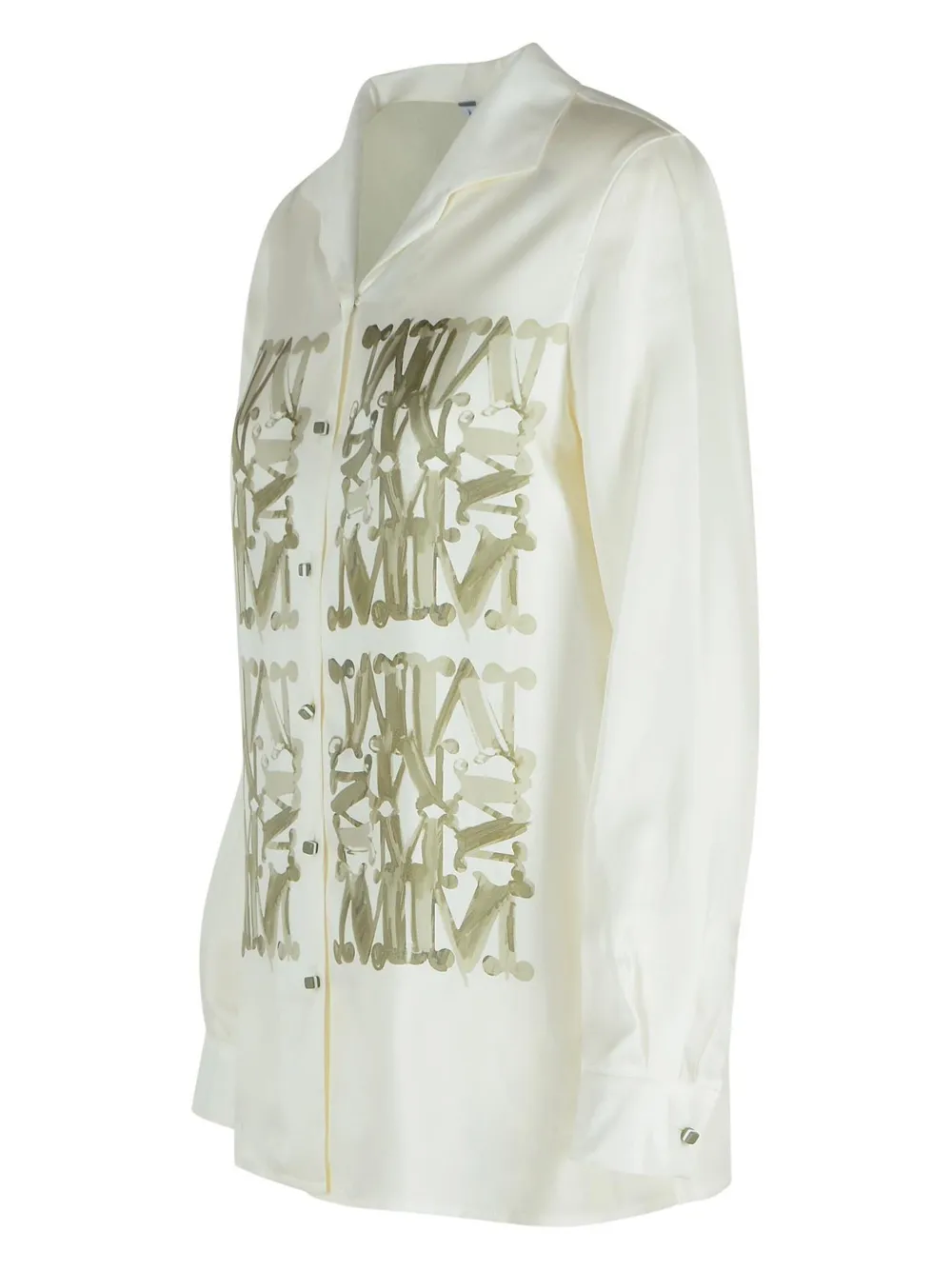 Max Mara Zijden blouse met monogramprint Wit