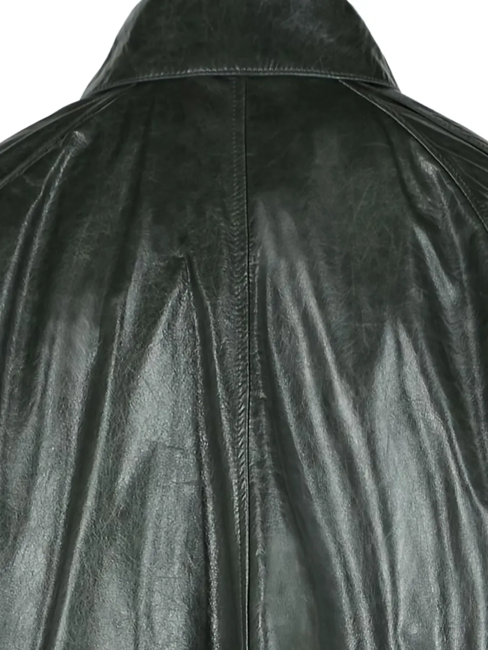 Max Mara Leren jack met dubbele rij knopen en puntkraag Grijs