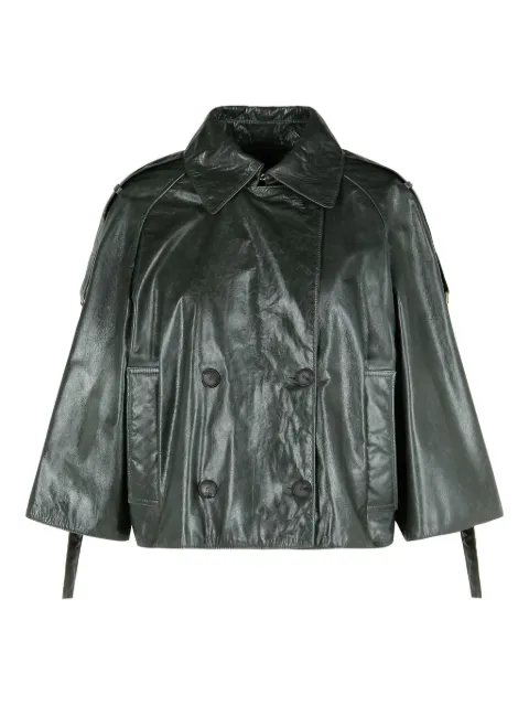 Max Mara pointed-collar double-breasted leather jacket