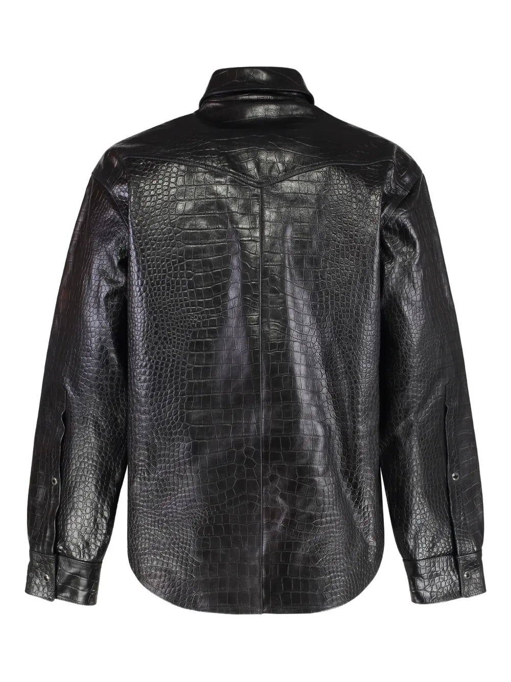 VETEMENTS Leren shirtjack met krokodillen-reliëf Zwart