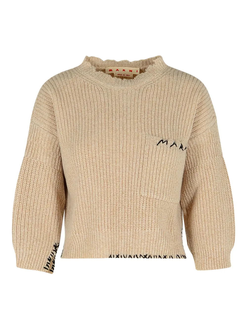 Marni Trui met geborduurd logo en split Beige