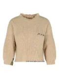 Marni logo-embroidered side-split sweater - Neutrals