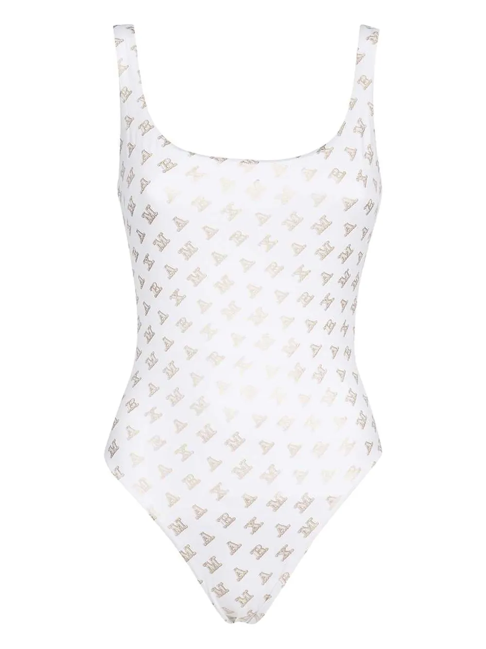 Max Mara logo-print swimsuit - ホワイト Max Mara logo-print swimsuit - ホワイト
