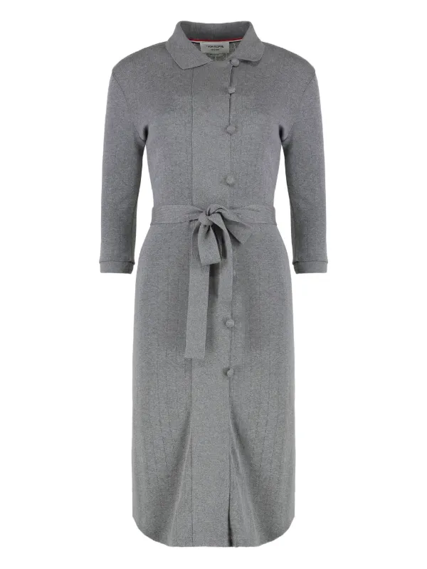 Thom Browne Knitted Shirt-collar Dress in Grey