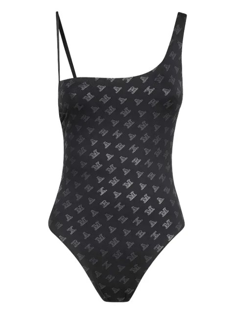 Max Mara logo-print one-shoulder swimsuit