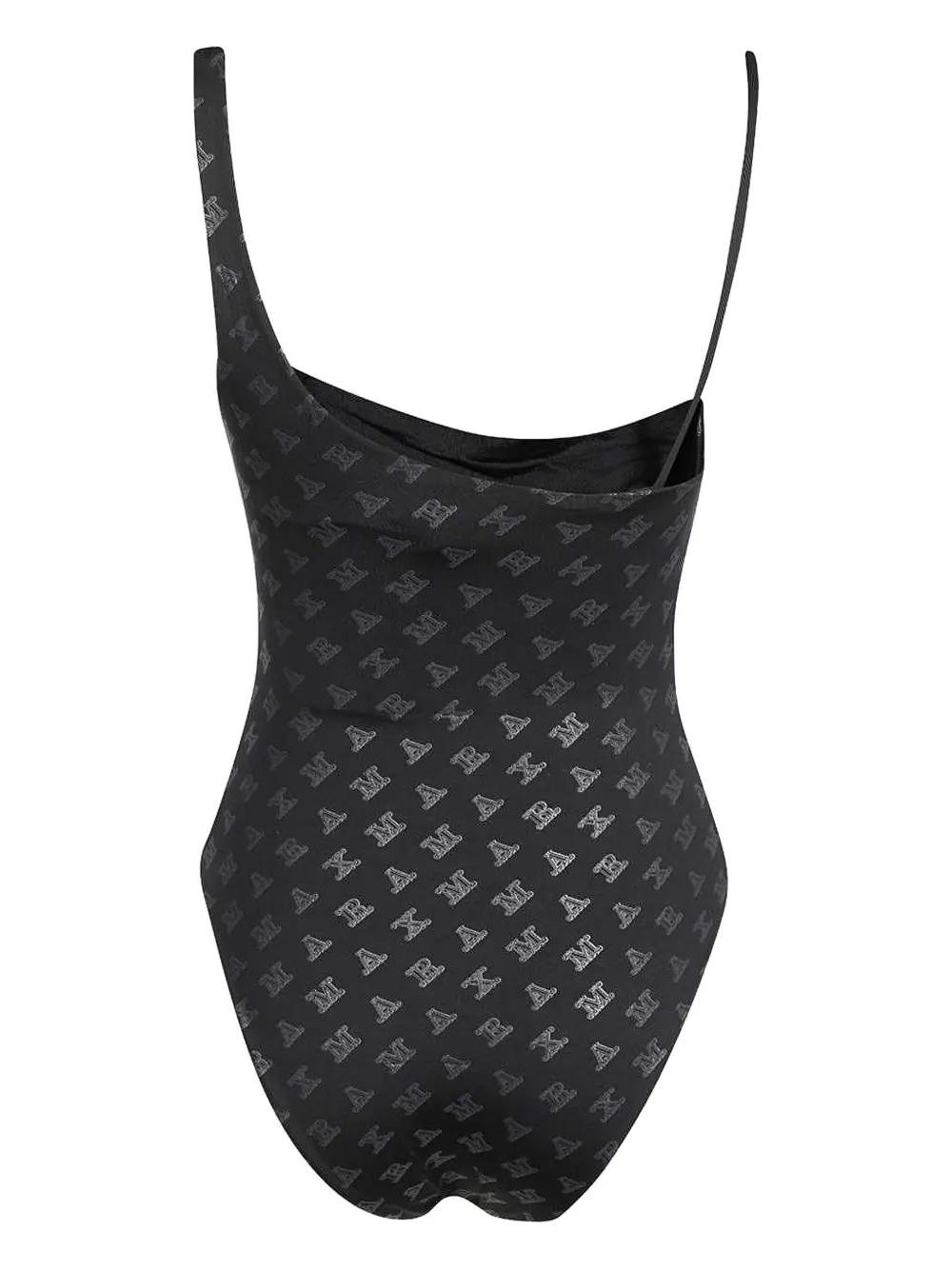 Max Mara logo-print one-shoulder swimsuit Zwart