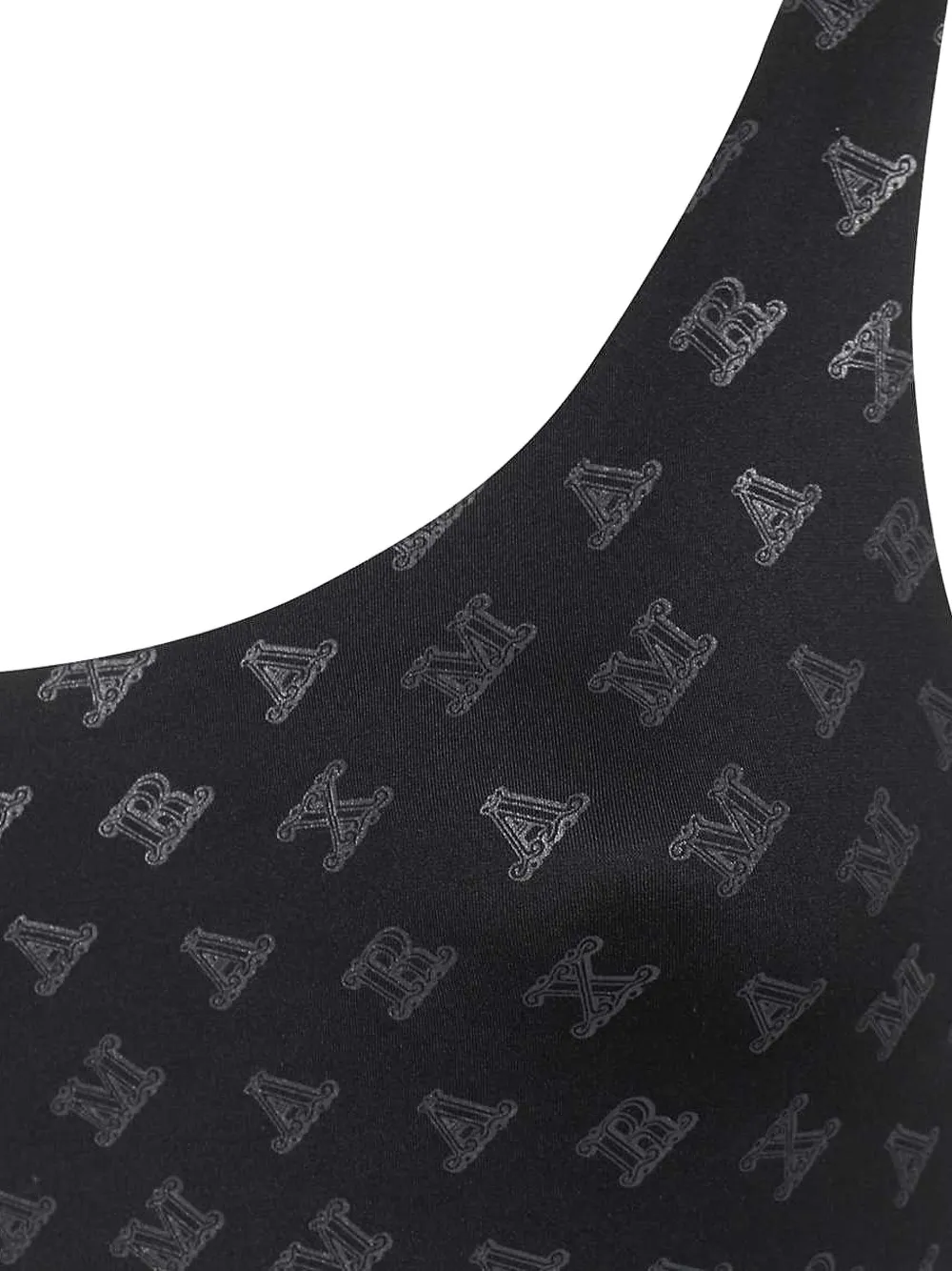 Max Mara logo-print one-shoulder swimsuit Zwart