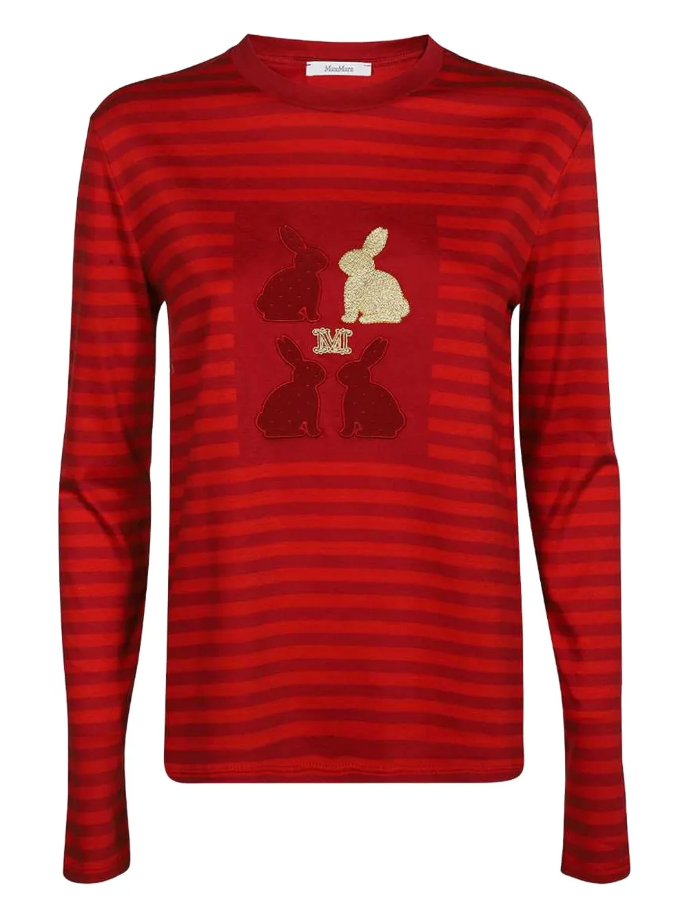 Max Mara rabbit-detail striped T-shirt Rood