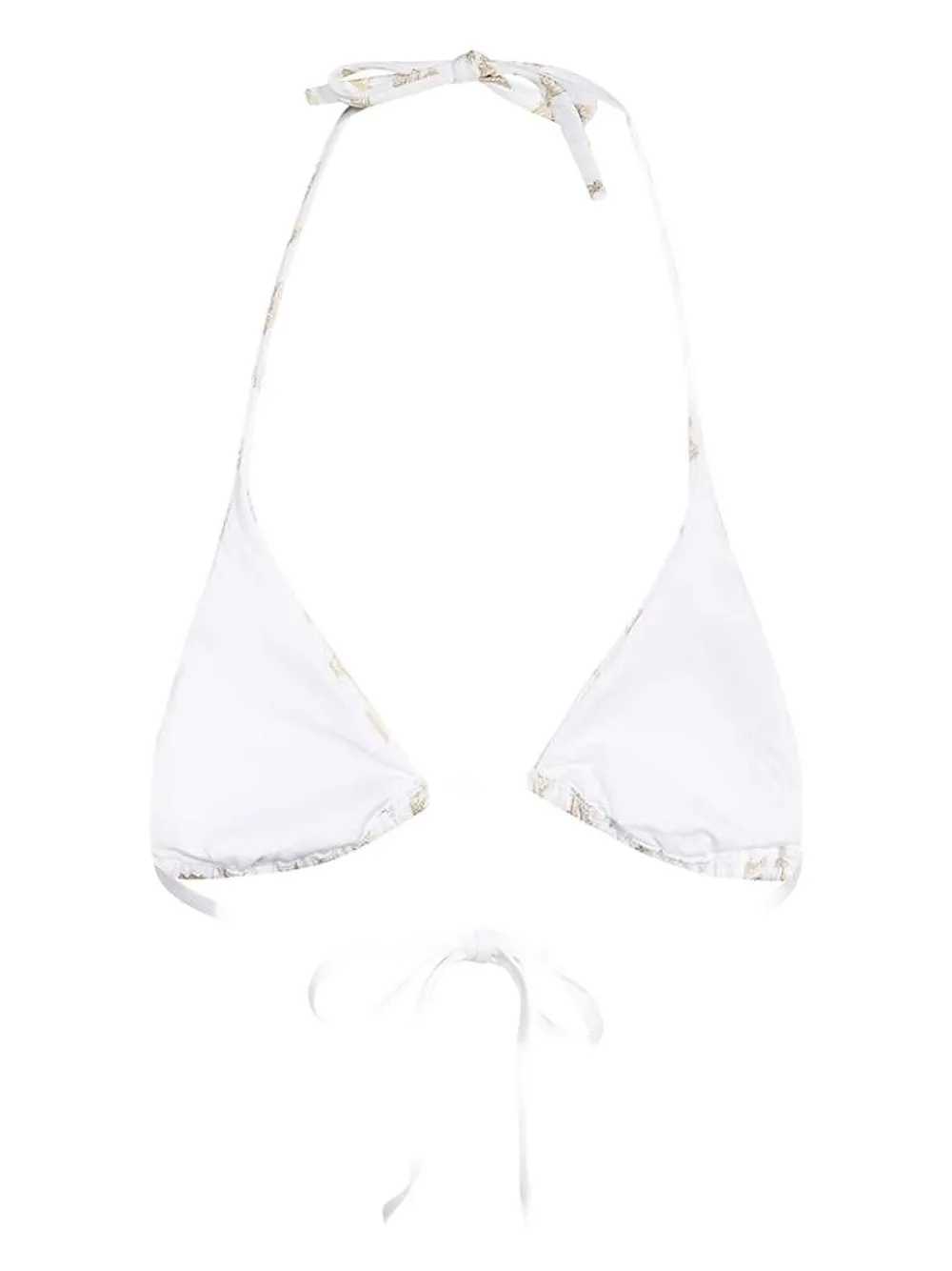 Max Mara Logo-print Triangle Bikini Top In White