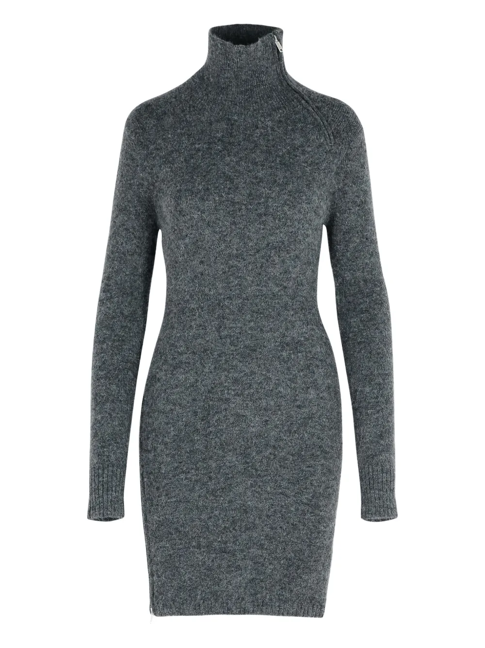 Isabel Marant High-neck Zip Mini Dress In Gray