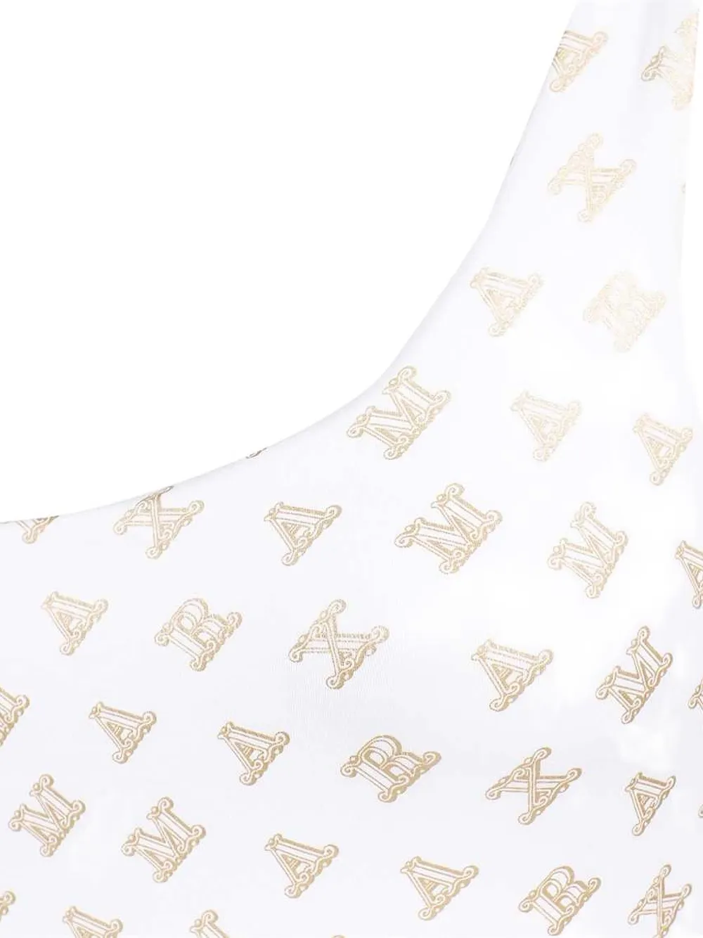 Max Mara logo-print one-shoulder swimsuit Wit