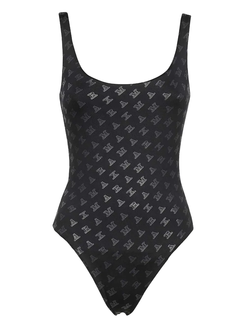 Max Mara logo-print swimsuit - ブラック Max Mara logo-print swimsuit - ブラック
