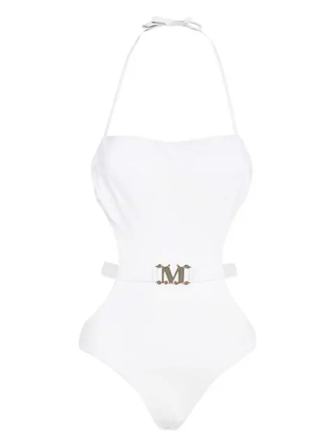 Max Mara logo-plaque belted swimsuit