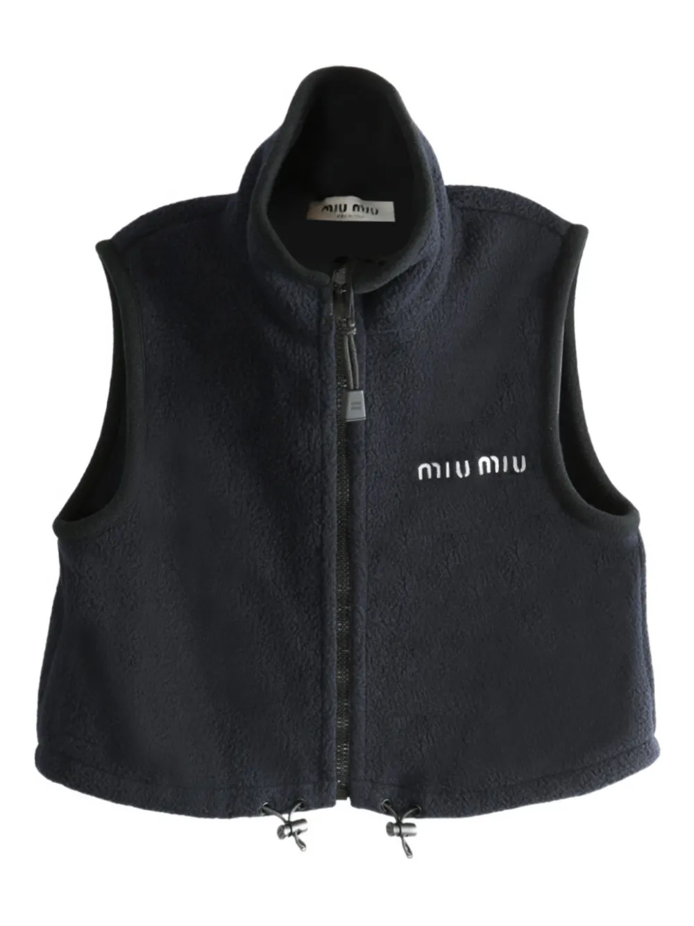 Miu Miu Zip-up Fleece Waistcoat In Blue