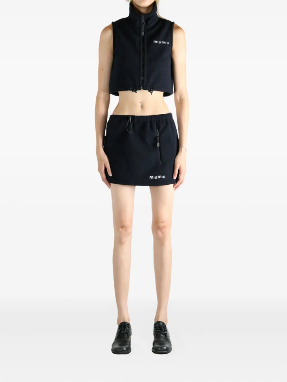 Miu zip-up fleece waistcoat Blauw