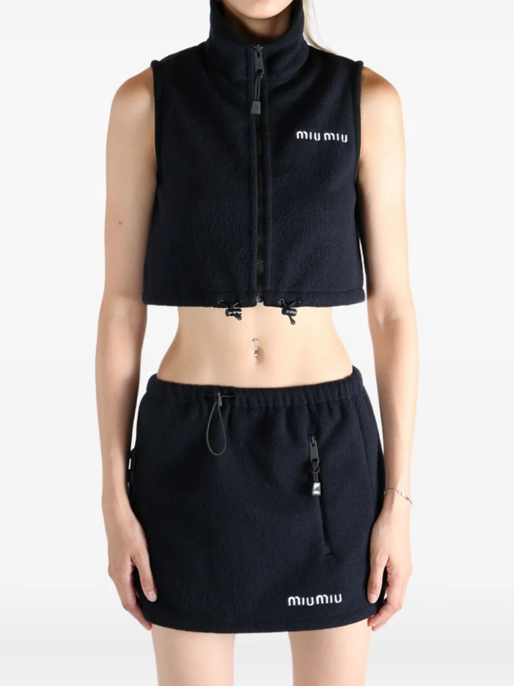 Miu zip-up fleece waistcoat Blauw