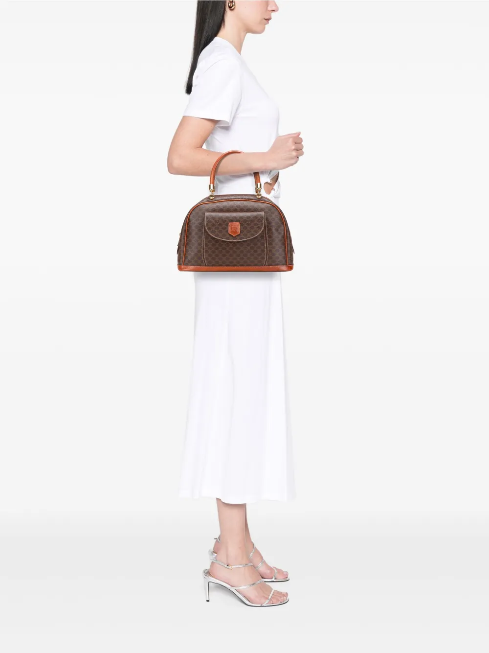Pre-owned Celine 2000-2025 Macadam Coated Canvas Handbag In Brown