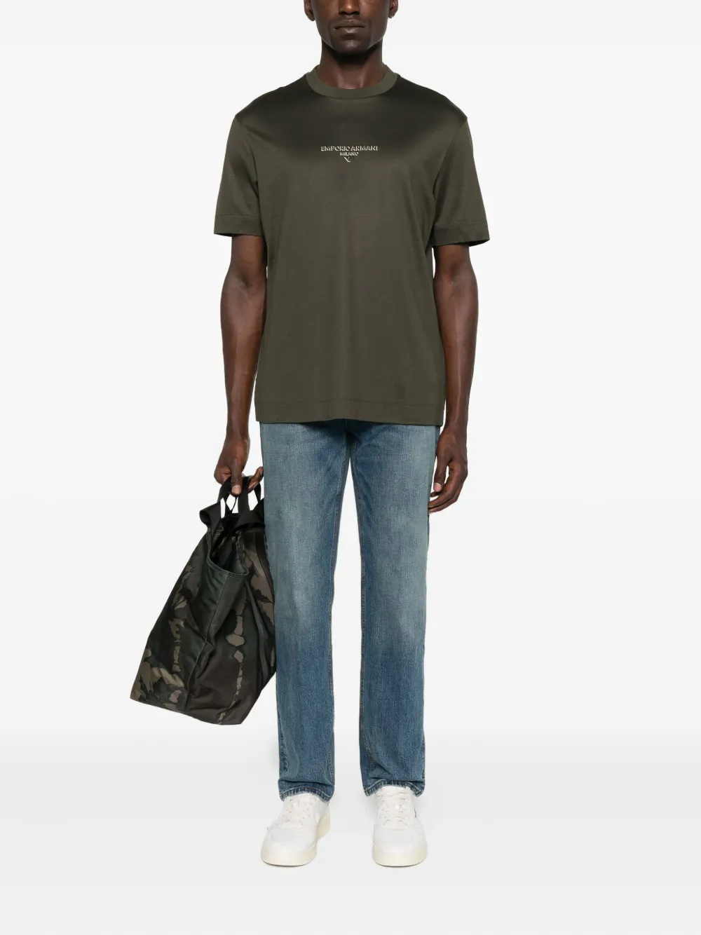 Emporio Armani Katoenen T-shirt met logoprint - Groen