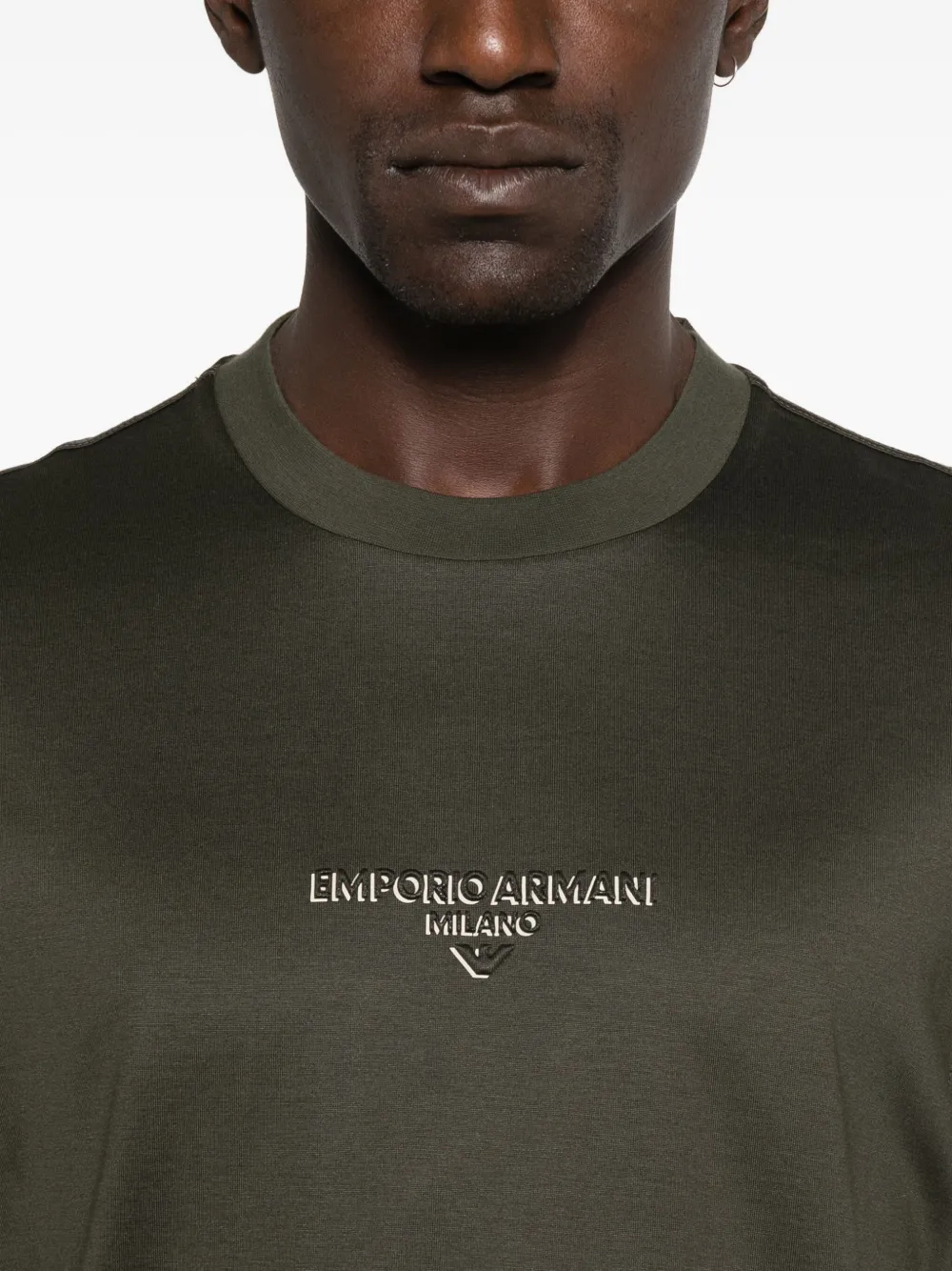 Emporio Armani Logo-print Cotton T-shirt In Brown