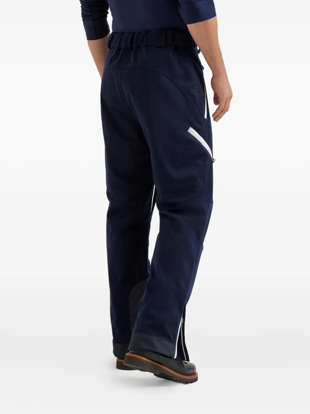 Brunello Cucinelli Mountain gewatteerde broek met contrasterende rits Blauw