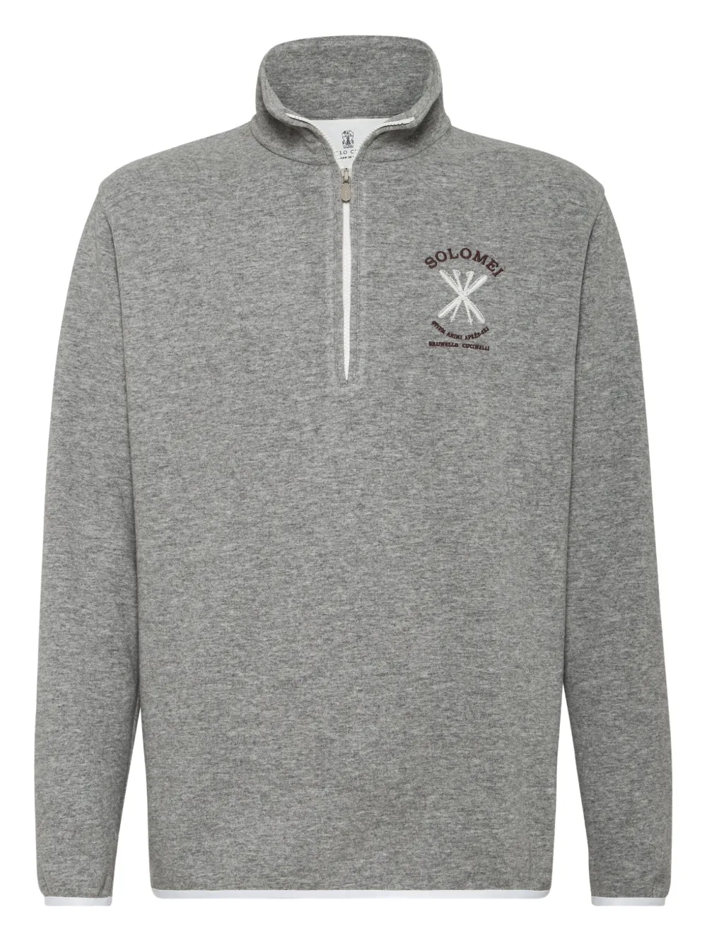 Brunello Cucinelli sweat brodé à col zippé | gris | Image 1