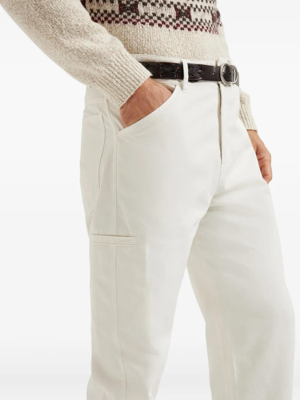 Brunello Cucinelli Gabardine broek met cargo zak Beige