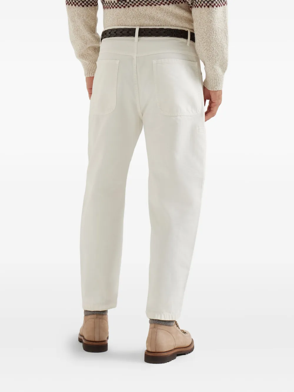 Brunello Cucinelli Gabardine broek met cargo zak Beige