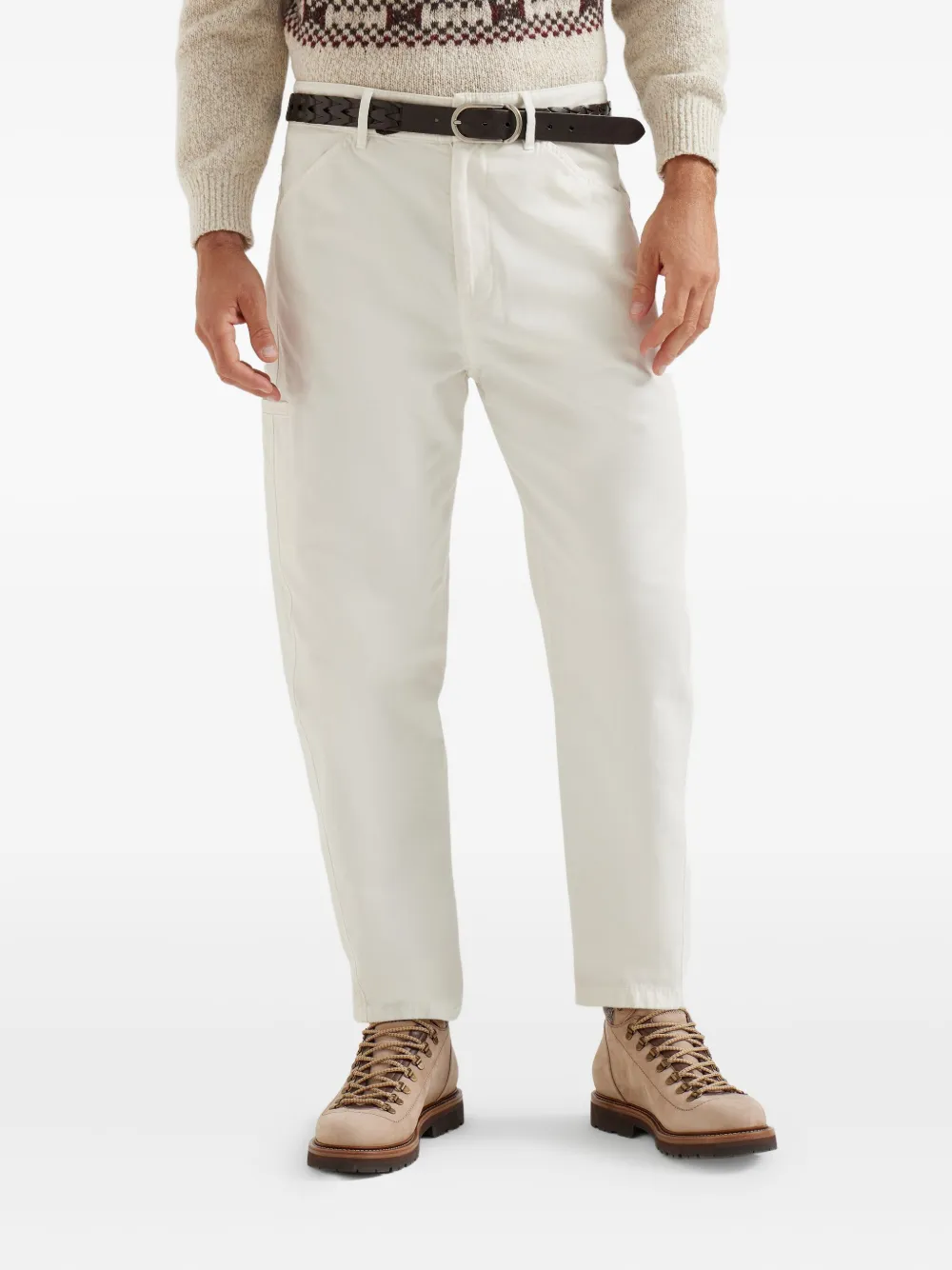 Brunello Cucinelli Gabardine broek met cargo zak Beige
