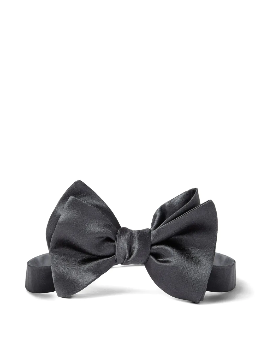 Brunello Cucinelli Silk-cotton Blend Bow Tie In Gray