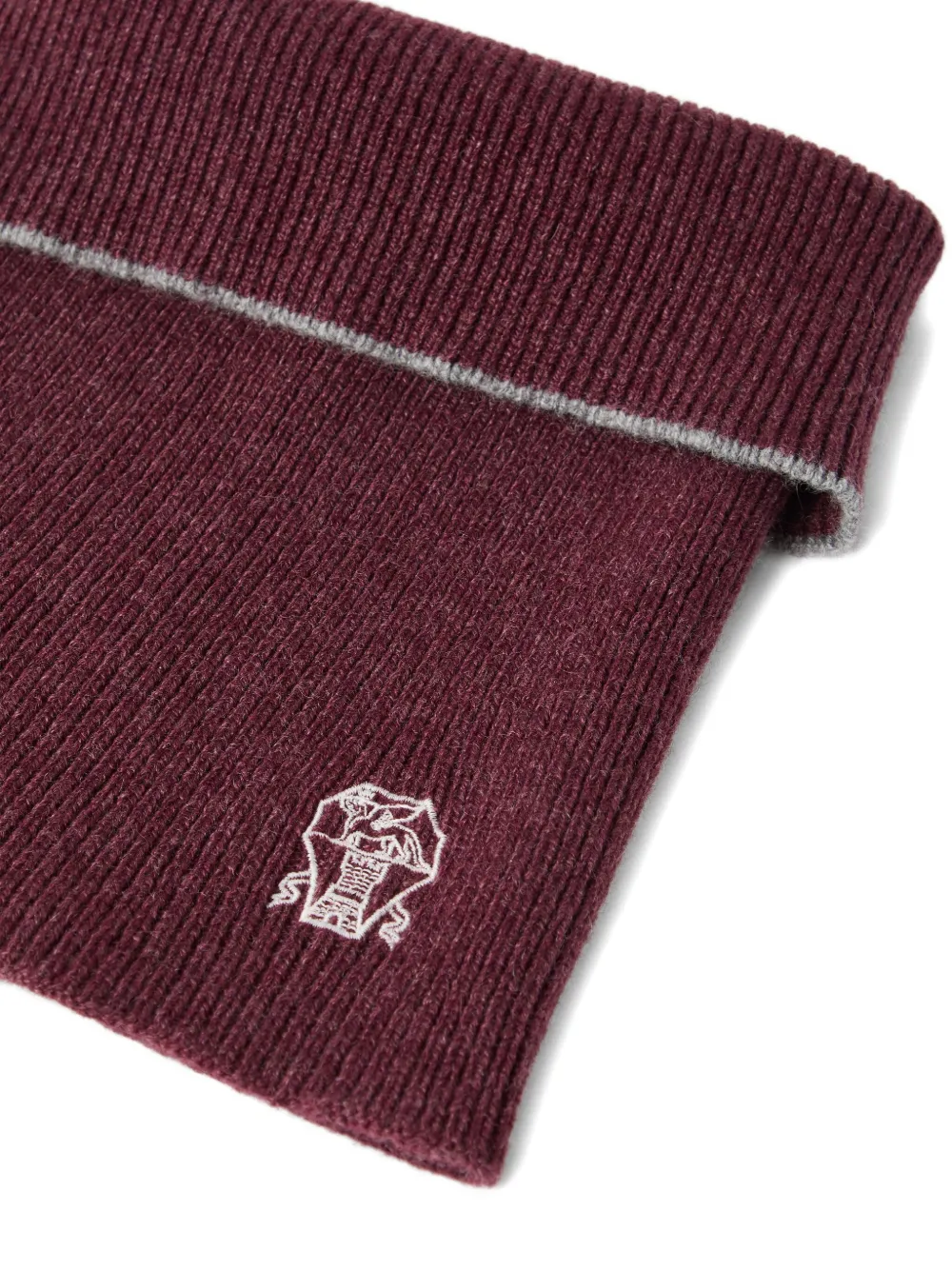 Brunello Cucinelli Geribbelde nekwarmer met geborduurd logo Rood