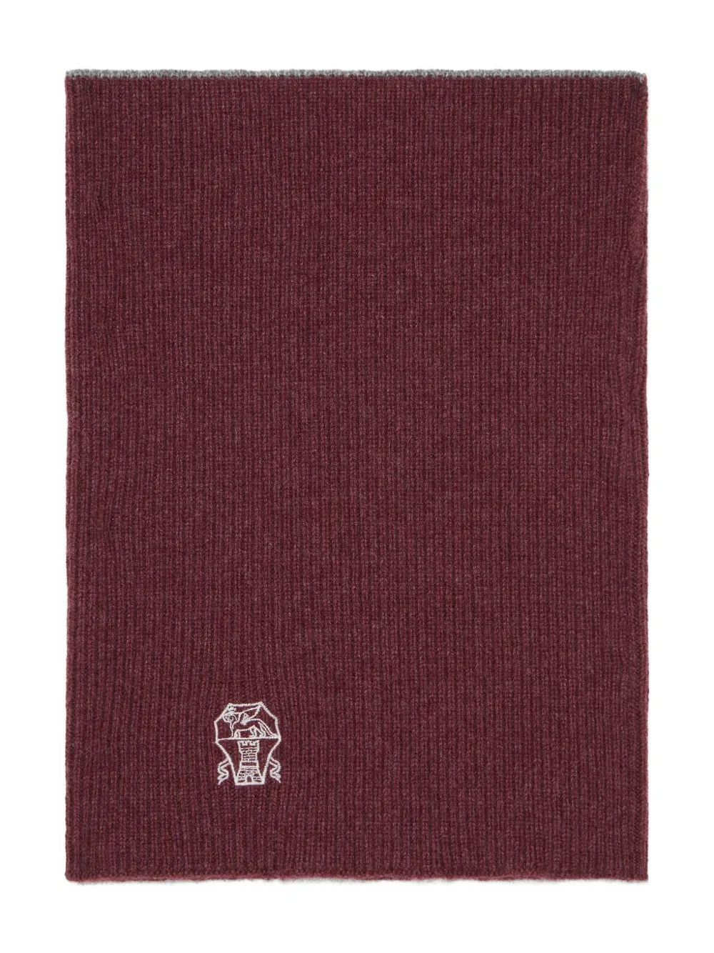 Brunello Cucinelli Geribbelde nekwarmer met geborduurd logo - Rood